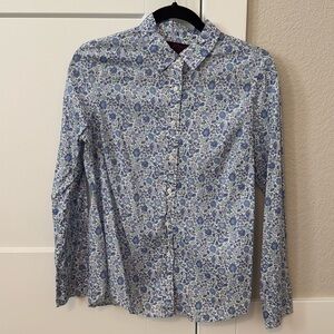 J. Crew - Womens Liberty Fabric Button-Up- Size 8 - Blue/ Green Floral Print EUC